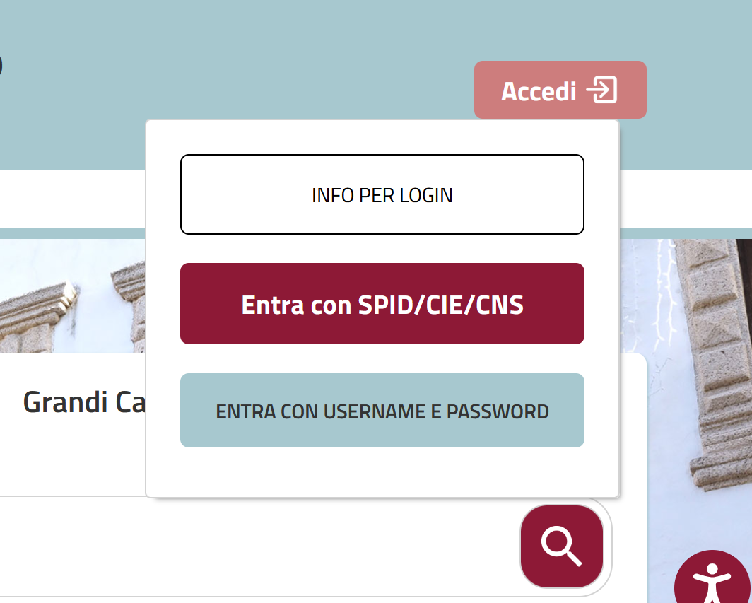 Accesso alla propria area personale