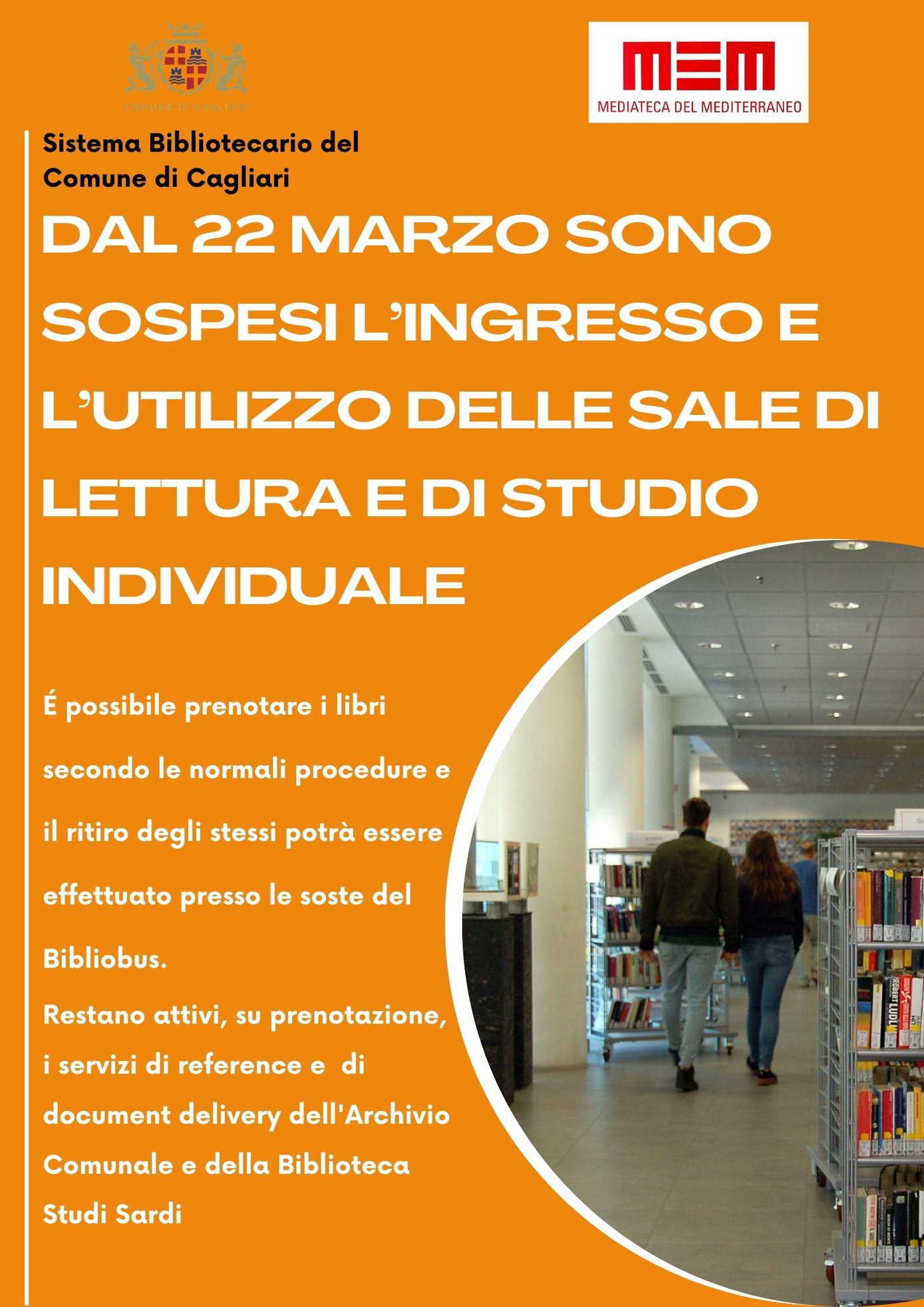 I servizi del Sistema Bibliotecario del Comune di Cagliari subiranno variazioni